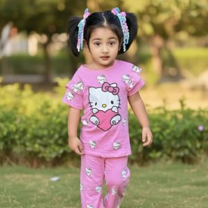 Half Sleeve T-shirt and Pant Set - Pink