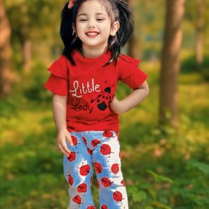 Half Sleeve T-shirt and Pant Set - Red